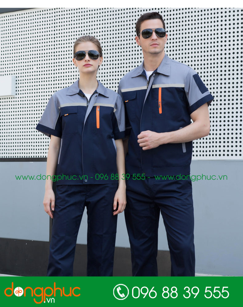 Mẫu bảo hộ màu tím than phối ghi cộc tay
